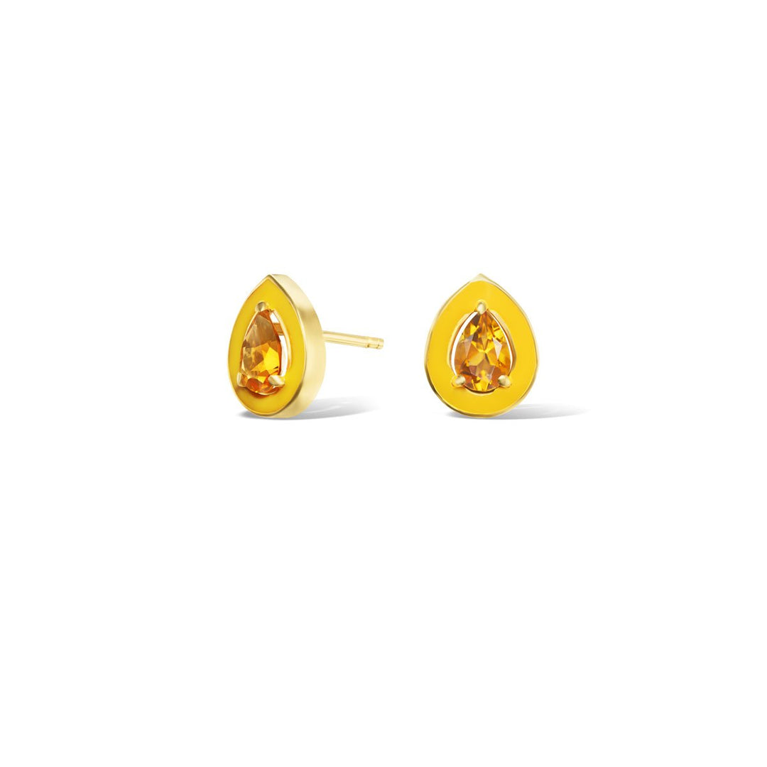 A/C - 14k Gold filled Rondelle+ yellow Enamel + citrine studs - Kalifornia Jean Bar