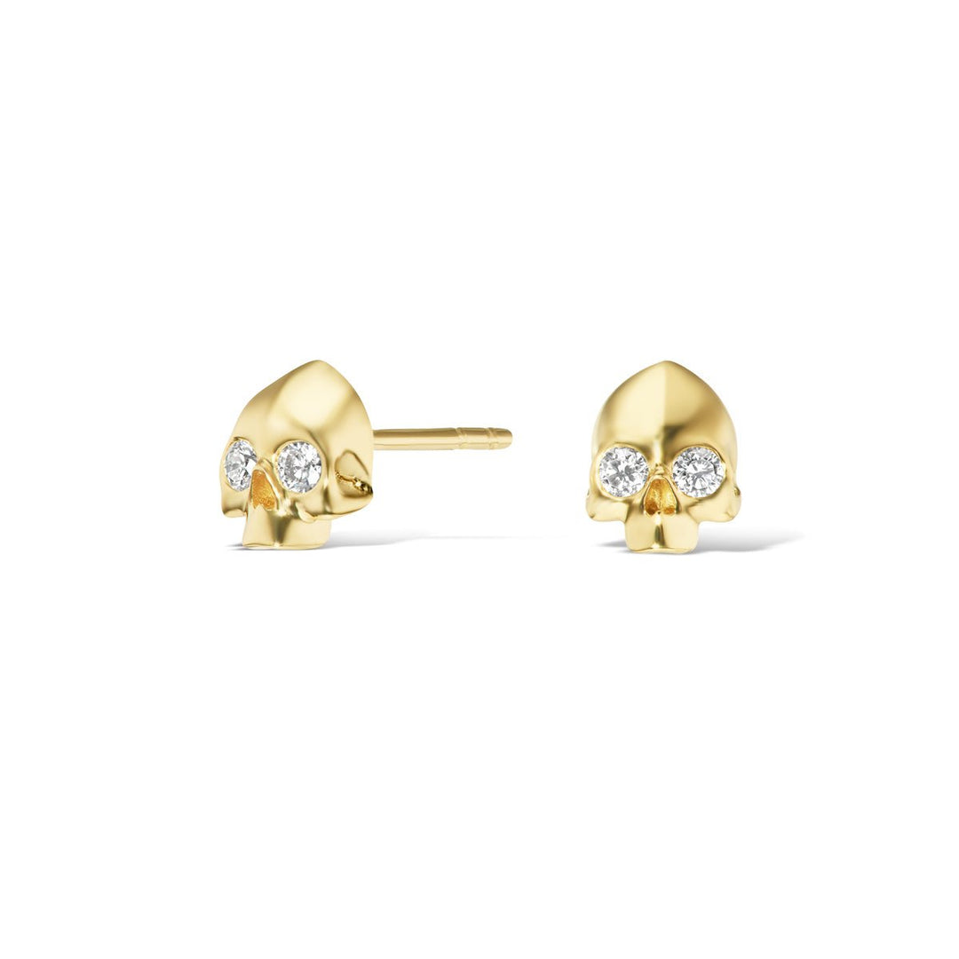 A/C - 18k Gold + diamond Skull Studs - Kalifornia Jean Bar