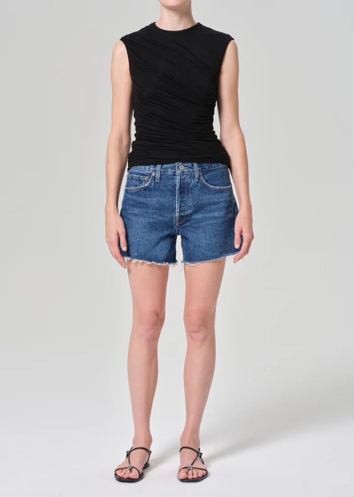 Agolde Parker Long Short in Caution Kalifornia Jean Bar