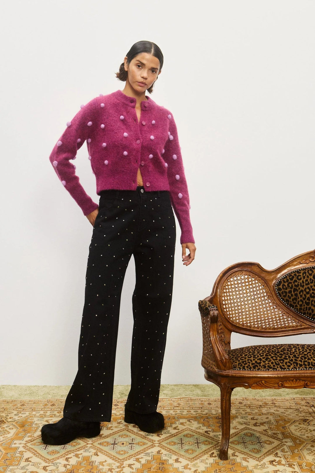 Alémais - Elia Mulberry Cropped Cardigan - Kalifornia Jean Bar