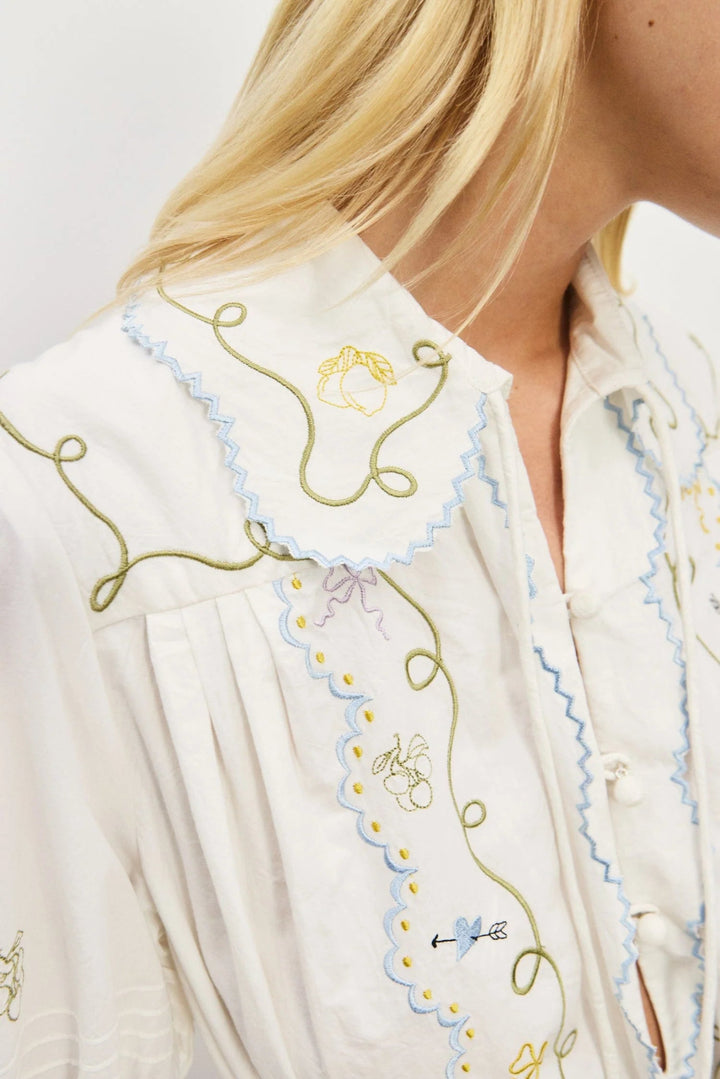 Alémais - Giulia Embroidered Mini Dress in Cream - Kalifornia Jean Bar