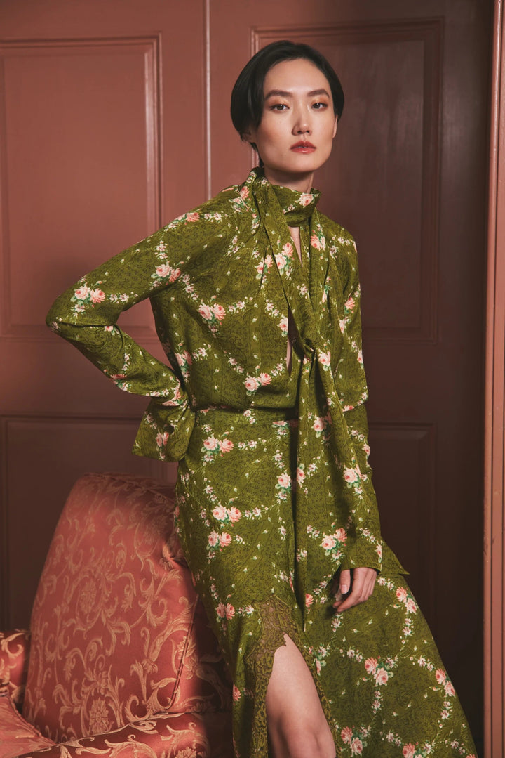 Cara Cara - Sundance Top in Trellis Olive - Kalifornia Jean Bar