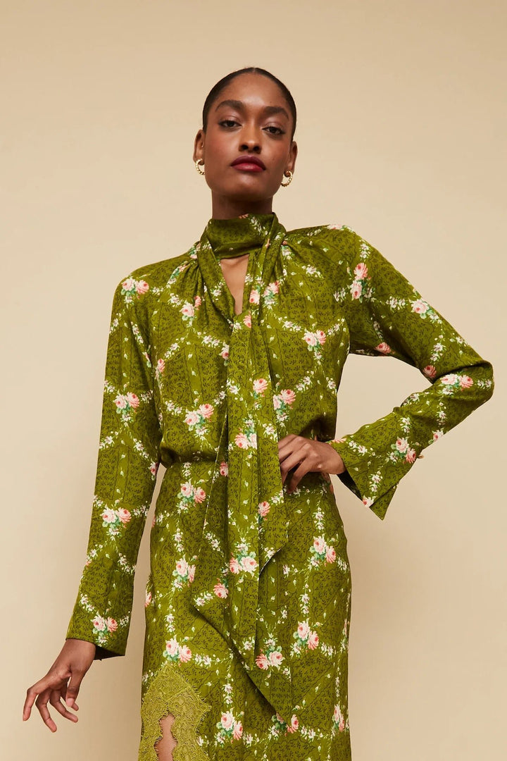 Cara Cara - Sundance Top in Trellis Olive - Kalifornia Jean Bar