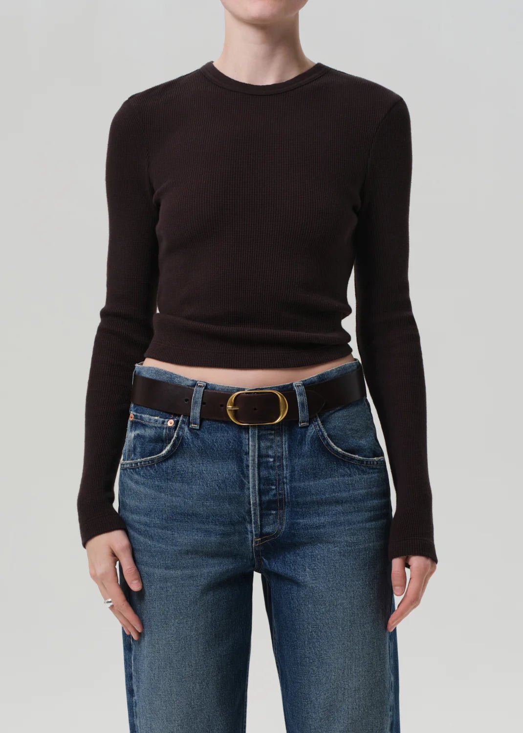 Citizens of Humanity - Chocolate Pilar Waffle Crewneck - Kalifornia Jean Bar