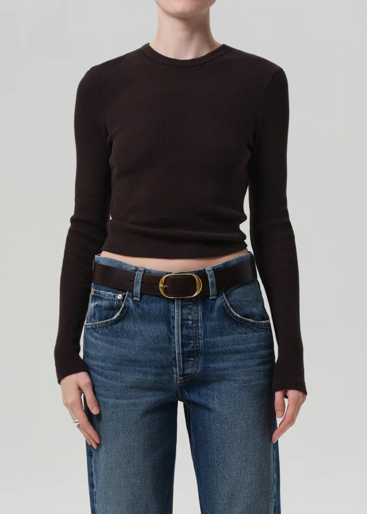 Citizens of Humanity - Chocolate Pilar Waffle Crewneck - Kalifornia Jean Bar