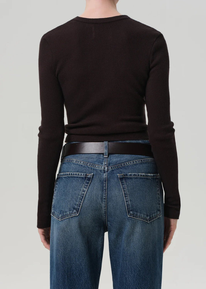 Citizens of Humanity - Chocolate Pilar Waffle Crewneck - Kalifornia Jean Bar