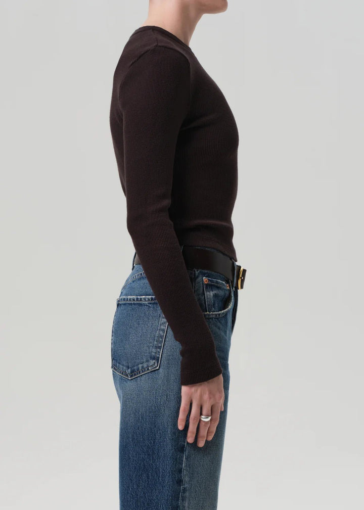 Citizens of Humanity - Chocolate Pilar Waffle Crewneck - Kalifornia Jean Bar