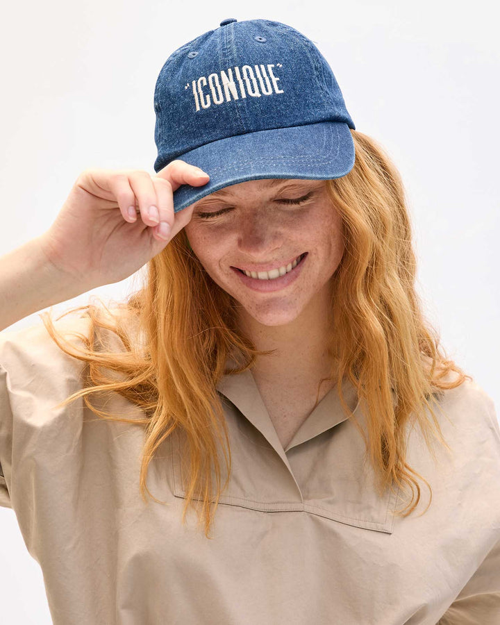 Clare V - Iconique Baseball Hat Navy Denim Embroidered - Kalifornia Jean Bar
