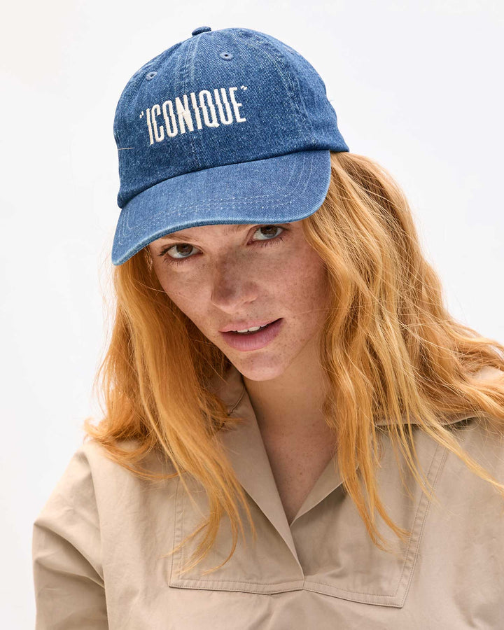 Clare V - Iconique Baseball Hat Navy Denim Embroidered - Kalifornia Jean Bar