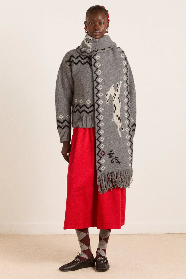 Damson Madder - Cecily Scarf in Bunny Intarsia - Kalifornia Jean Bar