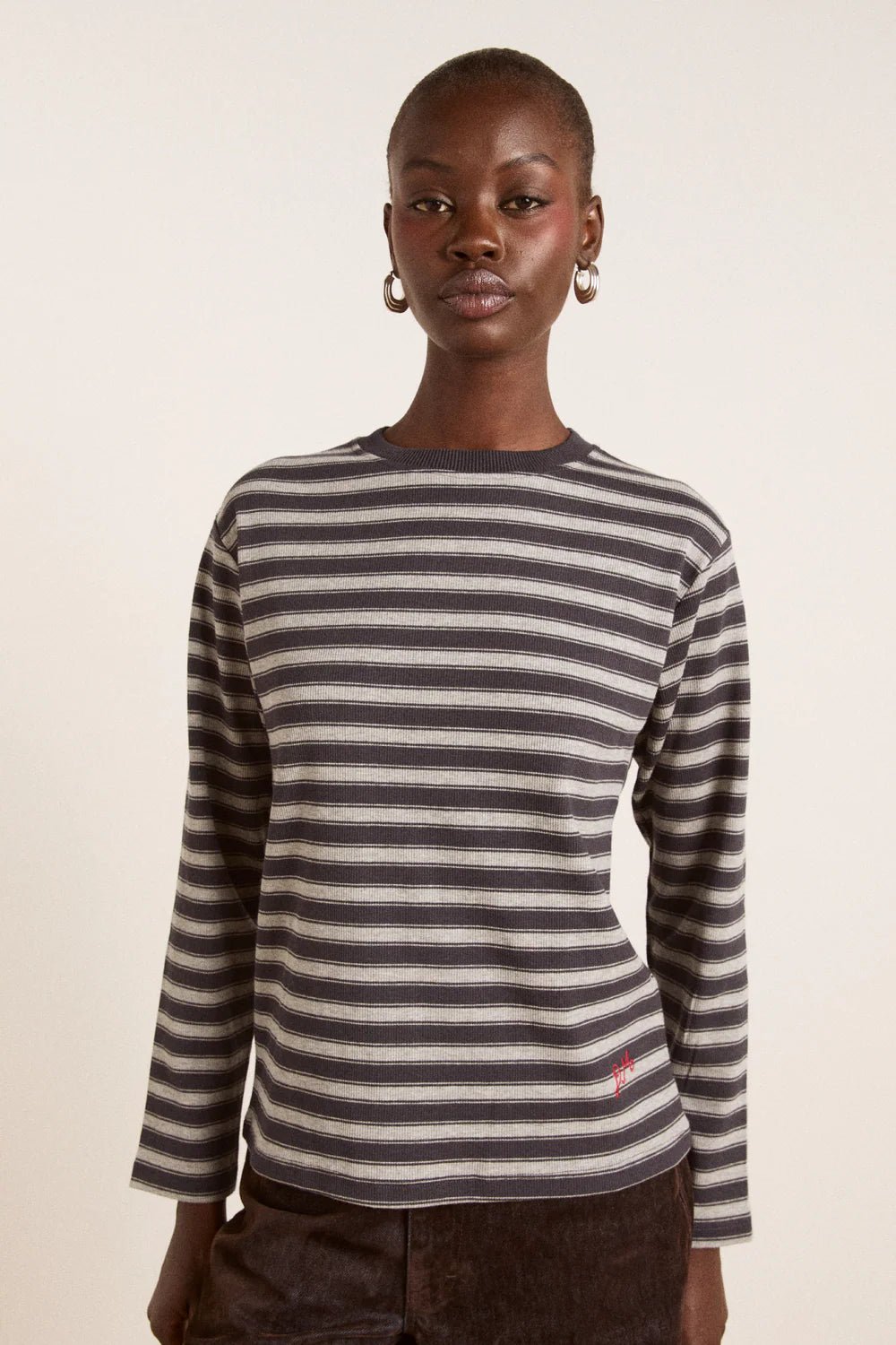 Damson Madder - Lilah L/S in Grey Marl Stripe - Kalifornia Jean Bar