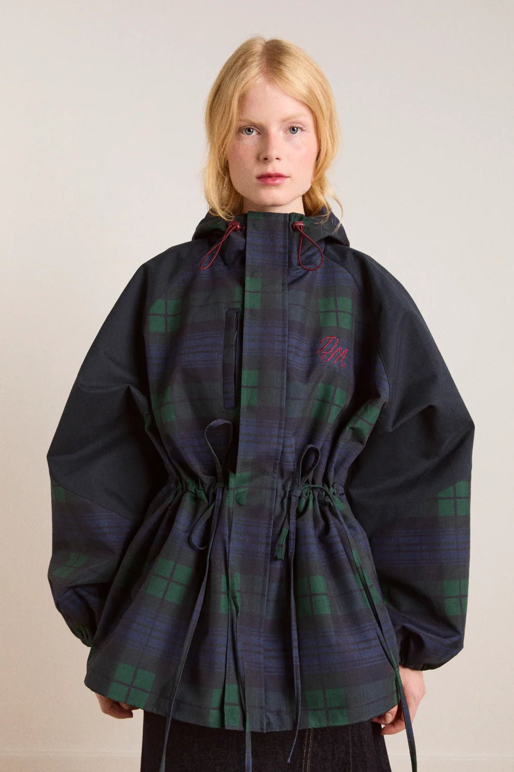 Damson Madder - Liu Raincoat in Navy Check - Kalifornia Jean Bar