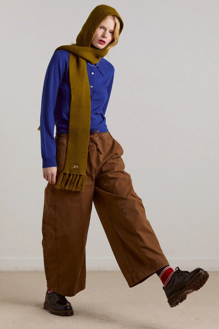 Damson Madder - Tassel Hooded Scarf in Olive - Kalifornia Jean Bar