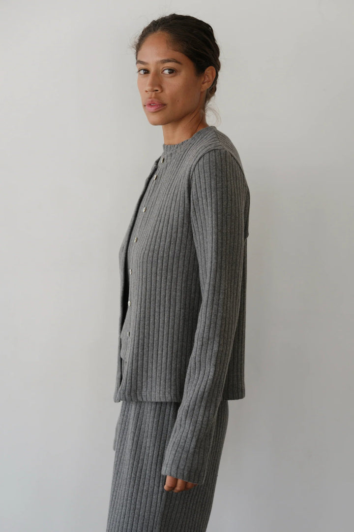 Donni - Charcoal Grey Sweater Rib Cardi - Kalifornia Jean Bar
