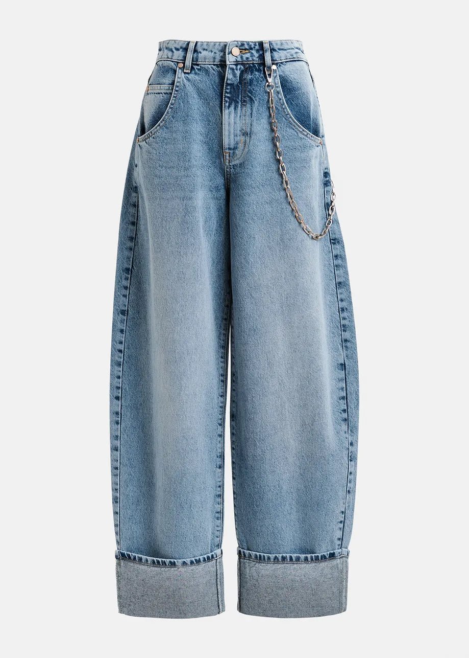 Essentiel Antwerp - Blue Balloon Fit Jeans w/ Chain, Folded