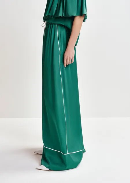 Essentiel Antwerp - Dark Green Wide Leg Pant Contrast Stitching Madison Blue - Kalifornia Jean Bar