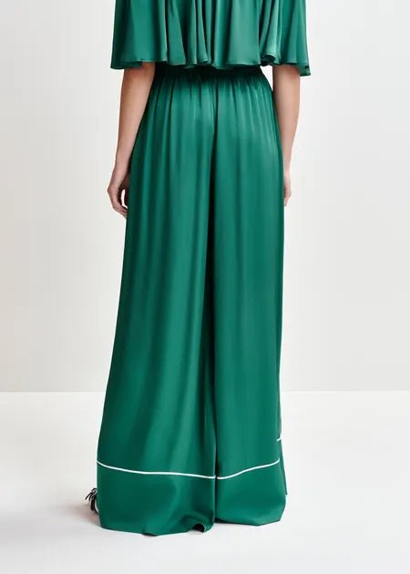Essentiel Antwerp - Dark Green Wide Leg Pant Contrast Stitching Madison Blue - Kalifornia Jean Bar