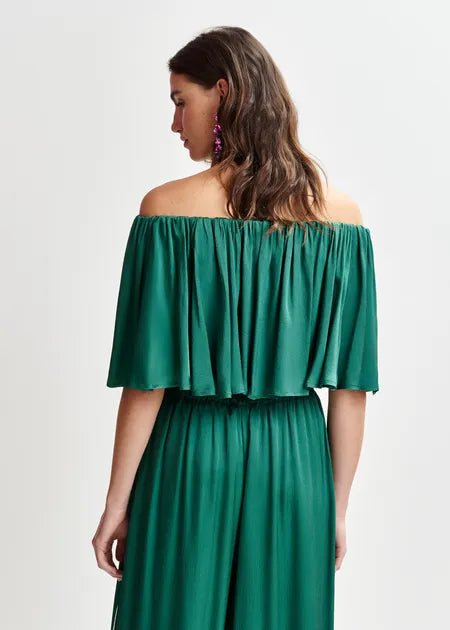 Essentiel Antwerp - Dark Green Wide Leg Pant Contrast Stitching Madison Blue - Kalifornia Jean Bar