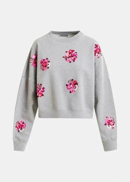Essentiel Antwerp - Grey Multi Sweatshirt w/ Floral Sequin - Kalifornia Jean Bar