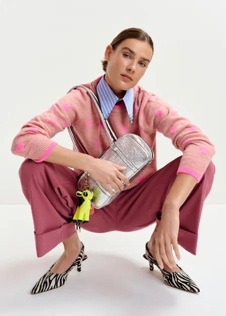 Essentiel Antwerp - Pink Heart Intarsia Wool Sweater - Kalifornia Jean Bar