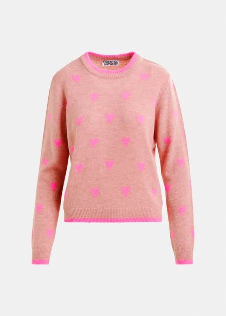 Essentiel Antwerp - Pink Heart Intarsia Wool Sweater - Kalifornia Jean Bar