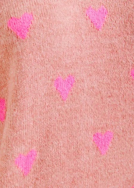 Essentiel Antwerp - Pink Heart Intarsia Wool Sweater - Kalifornia Jean Bar