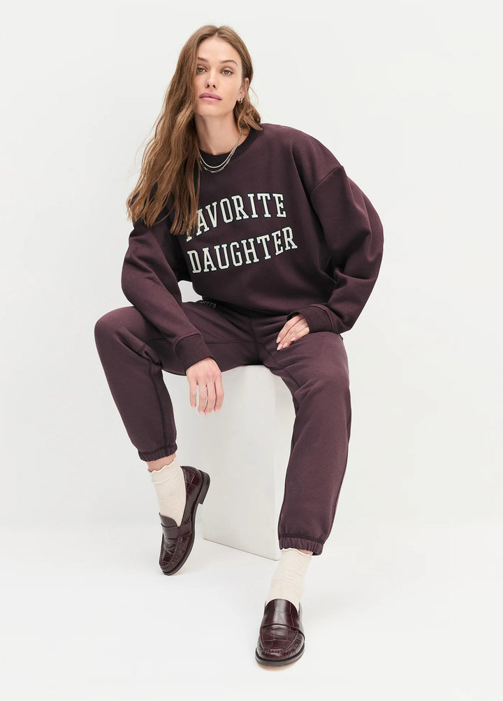 Favorite Daughter - Burgandy/Gardenia Collegiate Sweatshirt - Kalifornia Jean Bar