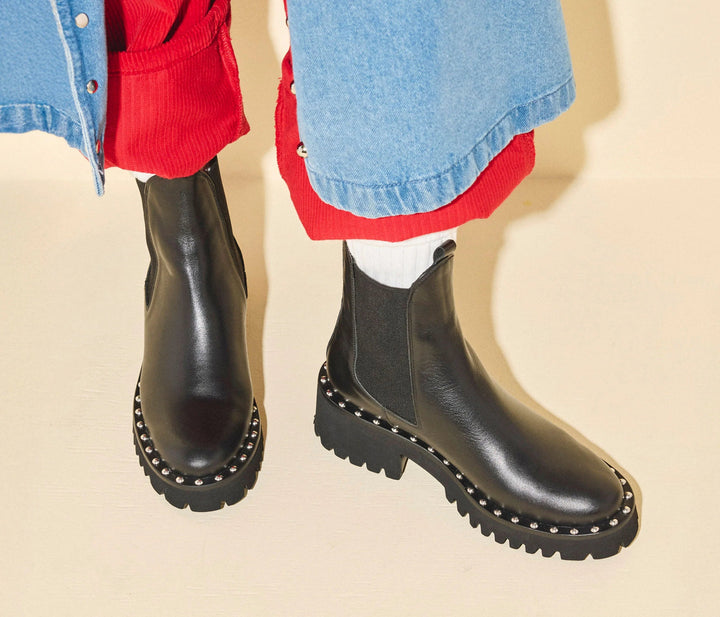 Freda Salvador - Black Bailey Studded Rain Resistant Boot - Kalifornia Jean Bar