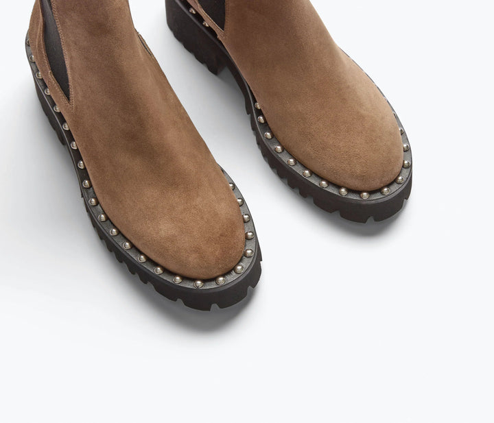 Freda Salvador - Sesame Suede Bailey Studded Rain Resistant Boot - Kalifornia Jean Bar