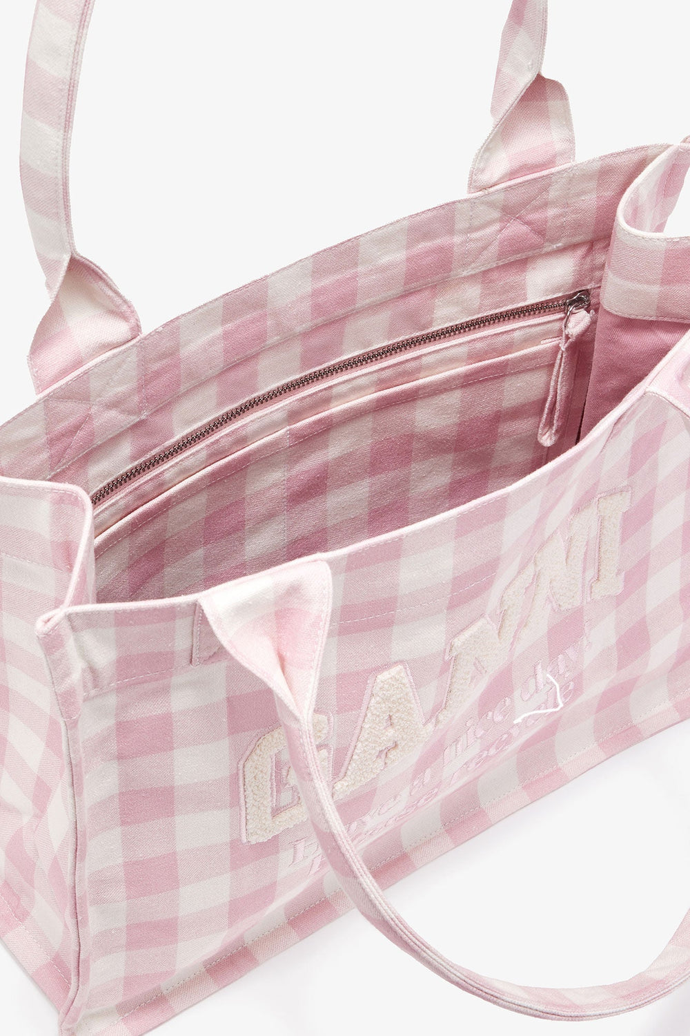 Ganni - Bleached Mauve Vichy Tote Bag - Kalifornia Jean Bar