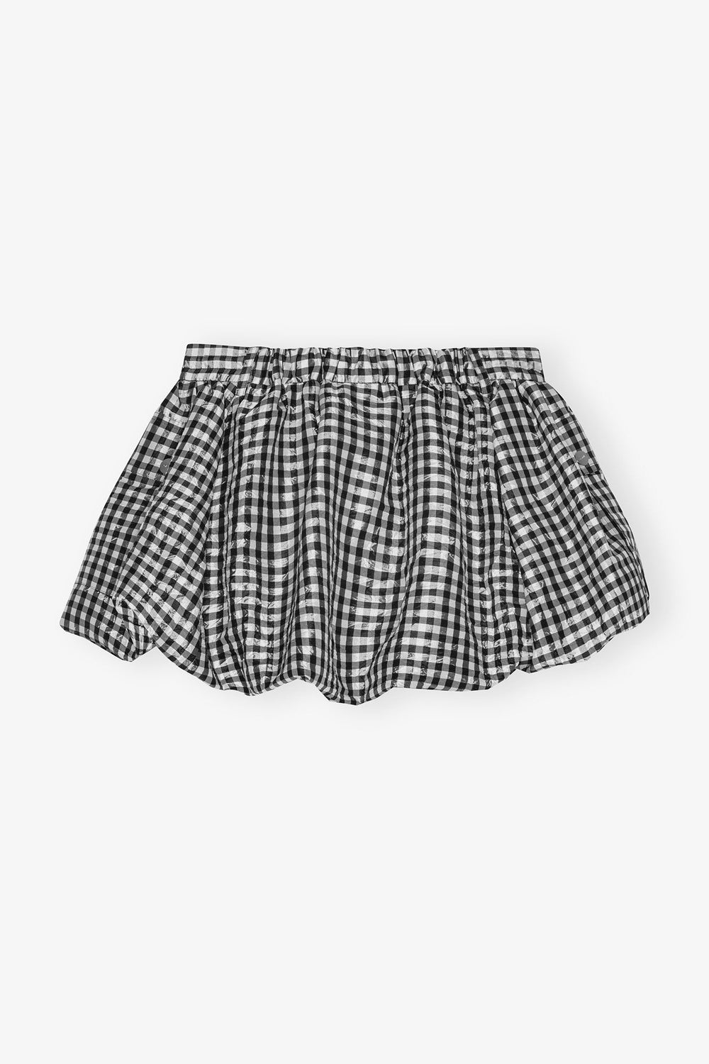 Ganni - Crinkled Taffeta Check Mini Bubble Skirt - Kalifornia Jean Bar