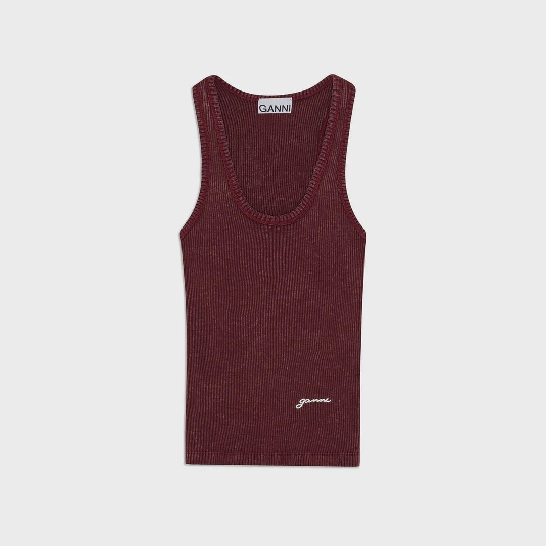 Ganni - Rib Jersey Tank in Port Royale - Kalifornia Jean Bar