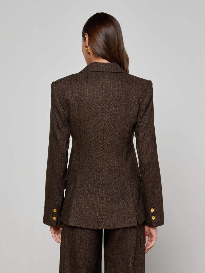 L'Agence - Brown/Bronze Multi Chamberlain Blazer - Kalifornia Jean Bar