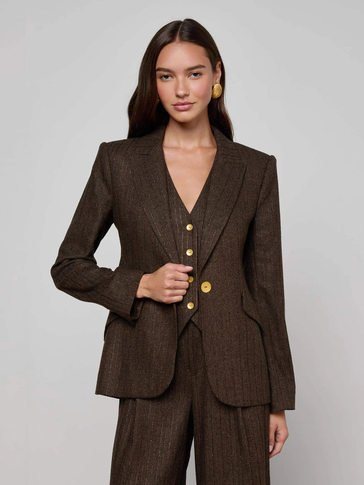 L'Agence - Brown/Bronze Multi Chamberlain Blazer - Kalifornia Jean Bar