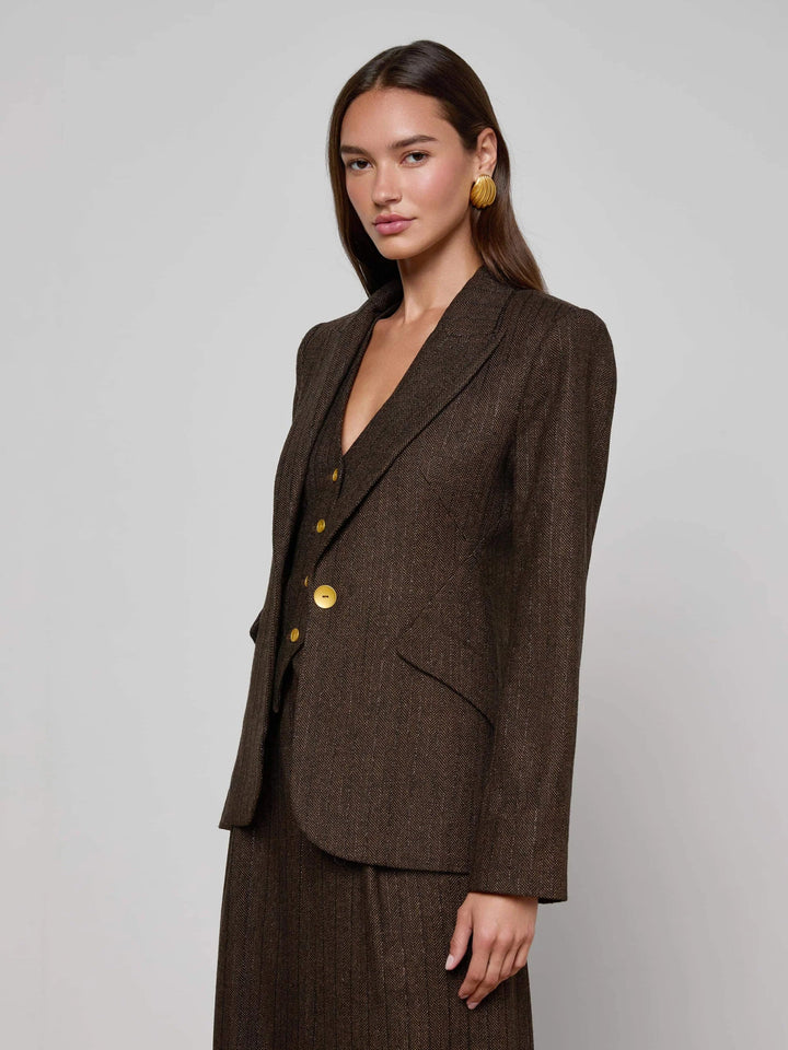 L'Agence - Brown/Bronze Multi Chamberlain Blazer - Kalifornia Jean Bar