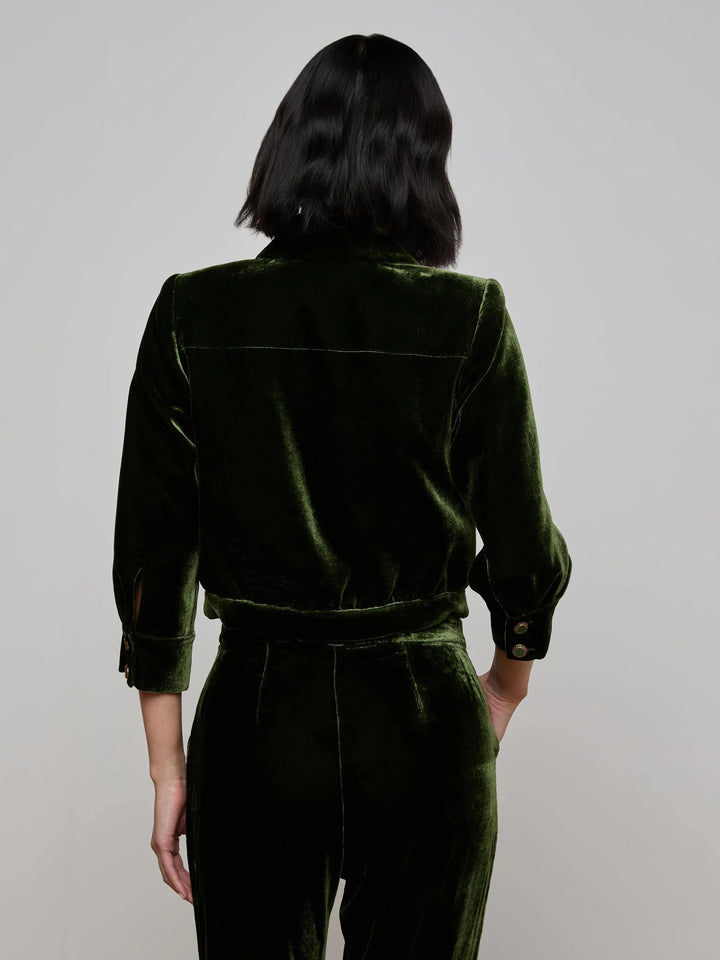 L'Agence - Deep Olive Jia Velvet Jacket - Kalifornia Jean Bar