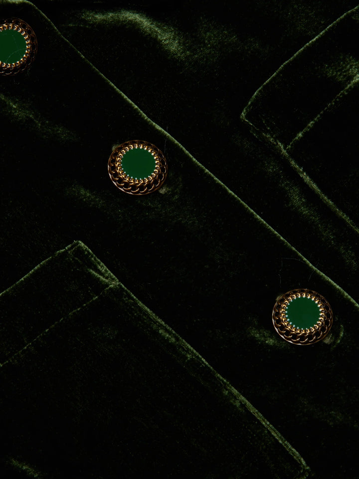 L'Agence - Deep Olive Jia Velvet Jacket - Kalifornia Jean Bar