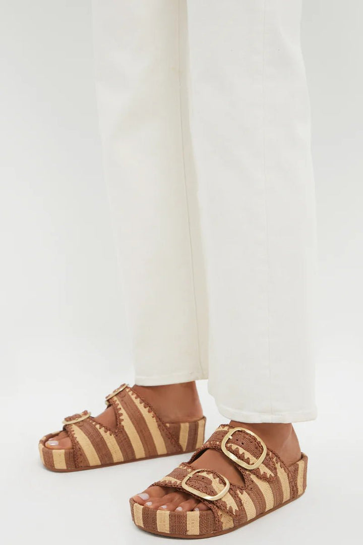 Loeffler Randall - Brown Striped Theo Sandals - Kalifornia Jean Bar