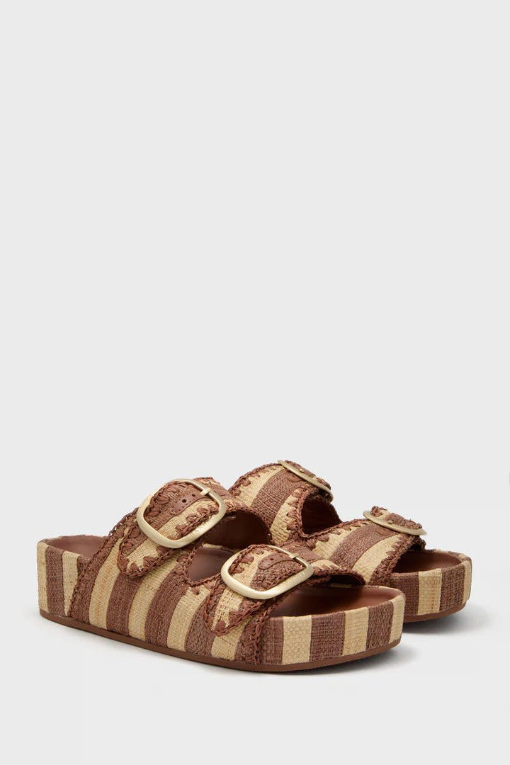 Loeffler Randall - Brown Striped Theo Sandals - Kalifornia Jean Bar