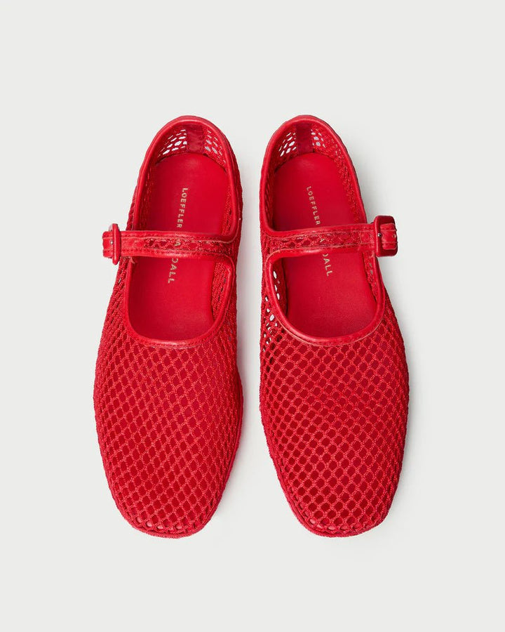 Loeffler Randall - Rita Sneaker in Netted Mesh Red - Kalifornia Jean Bar