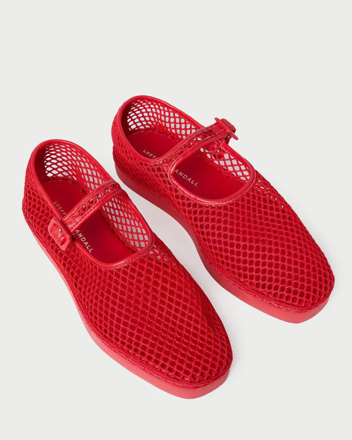 Loeffler Randall - Rita Sneaker in Netted Mesh Red - Kalifornia Jean Bar