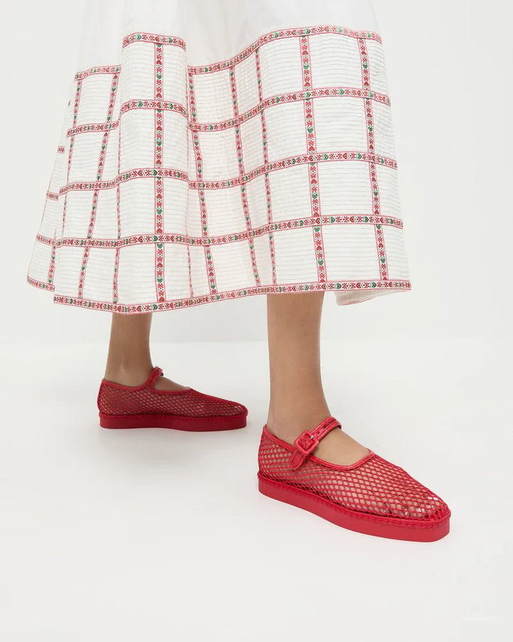 Loeffler Randall - Rita Sneaker in Netted Mesh Red - Kalifornia Jean Bar