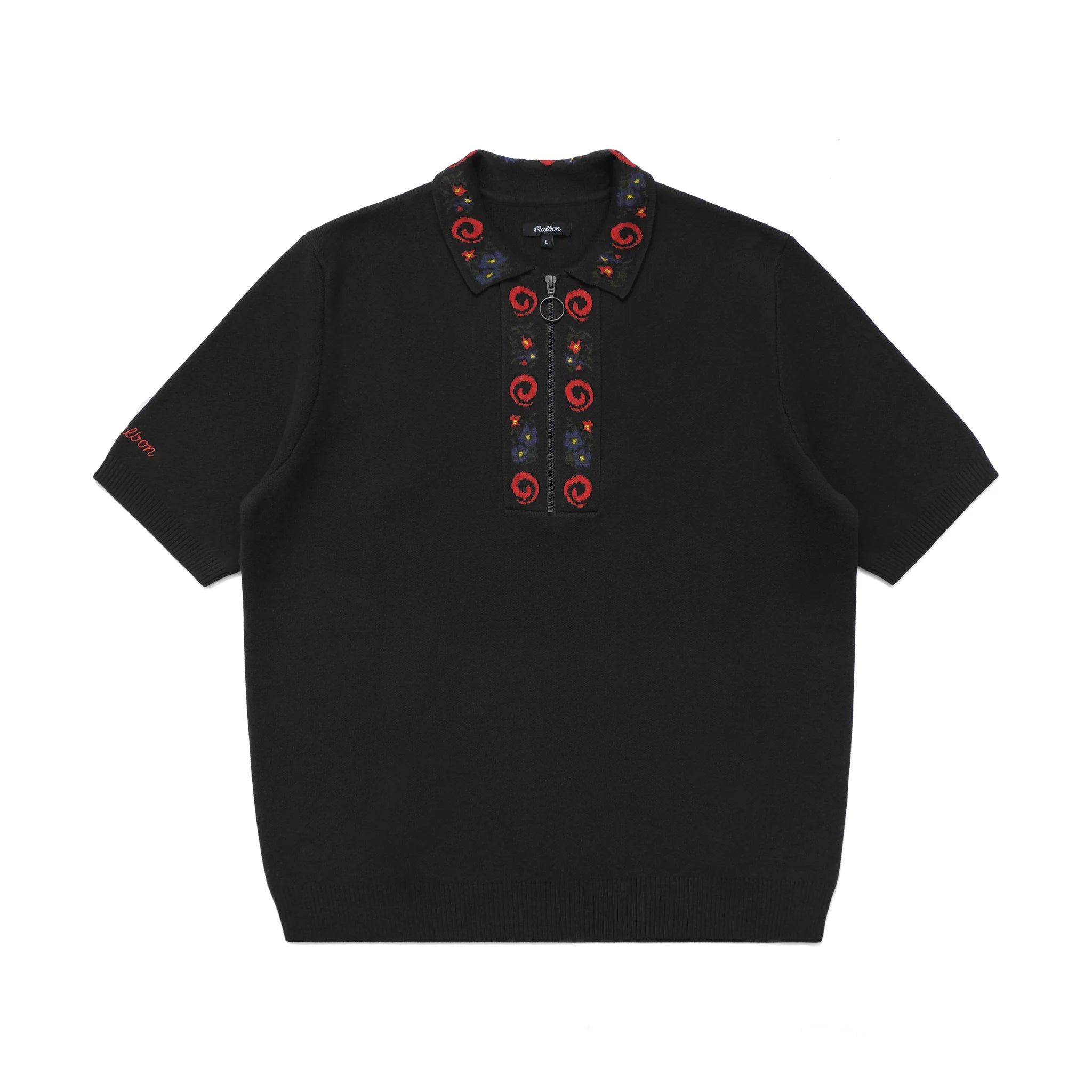 Malbon - Black Laurent Jacquard Placket Polo - Kalifornia