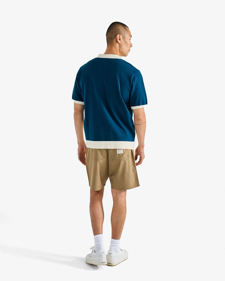 Malbon - GABBIANO KNIT BUTTON UP - OCEAN - Kalifornia Jean Bar
