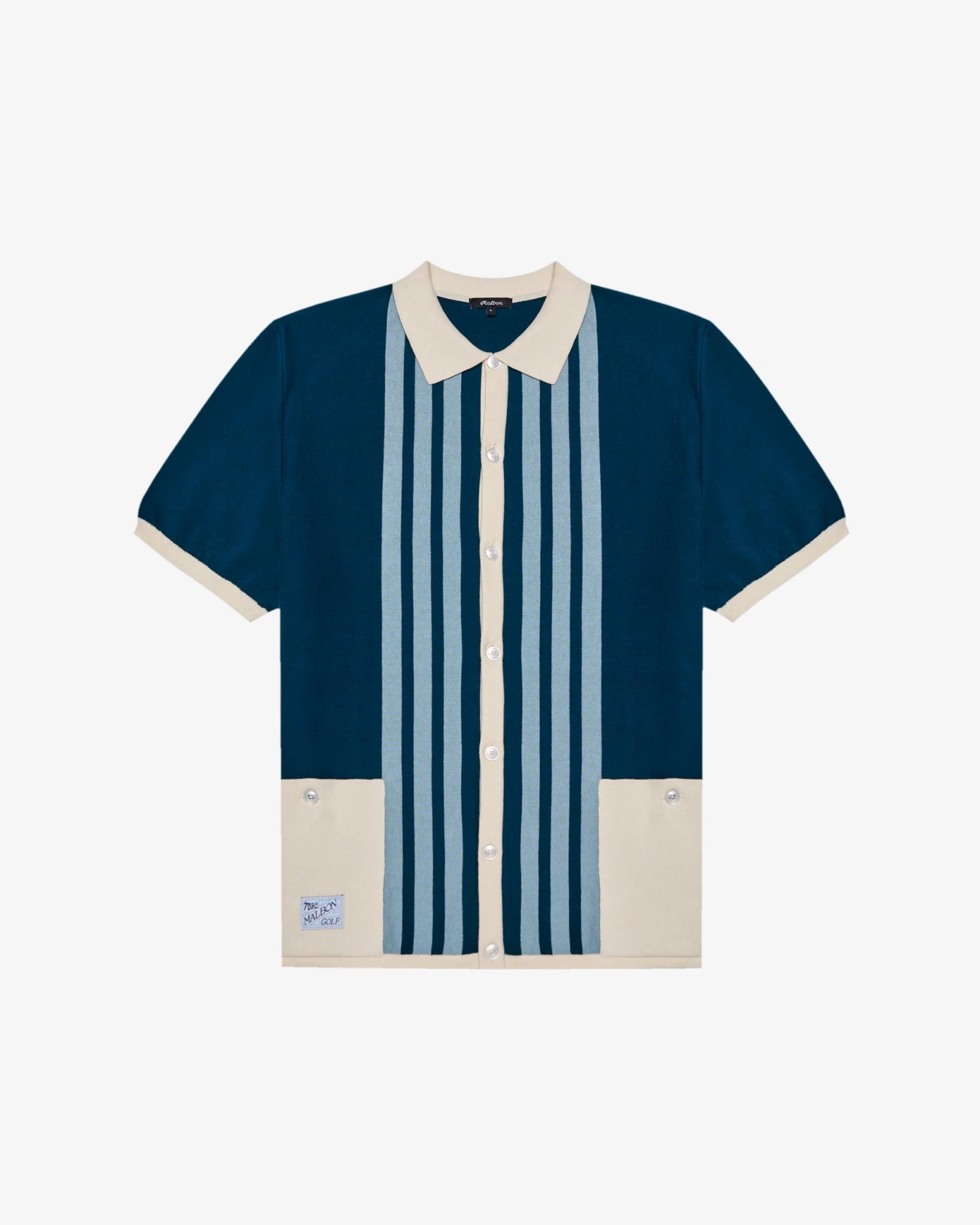 Malbon - GABBIANO KNIT BUTTON UP - OCEAN - Kalifornia Jean Malbon - GABBIANO KNIT BUTTON UP - OCEAN - Kalifornia Jean