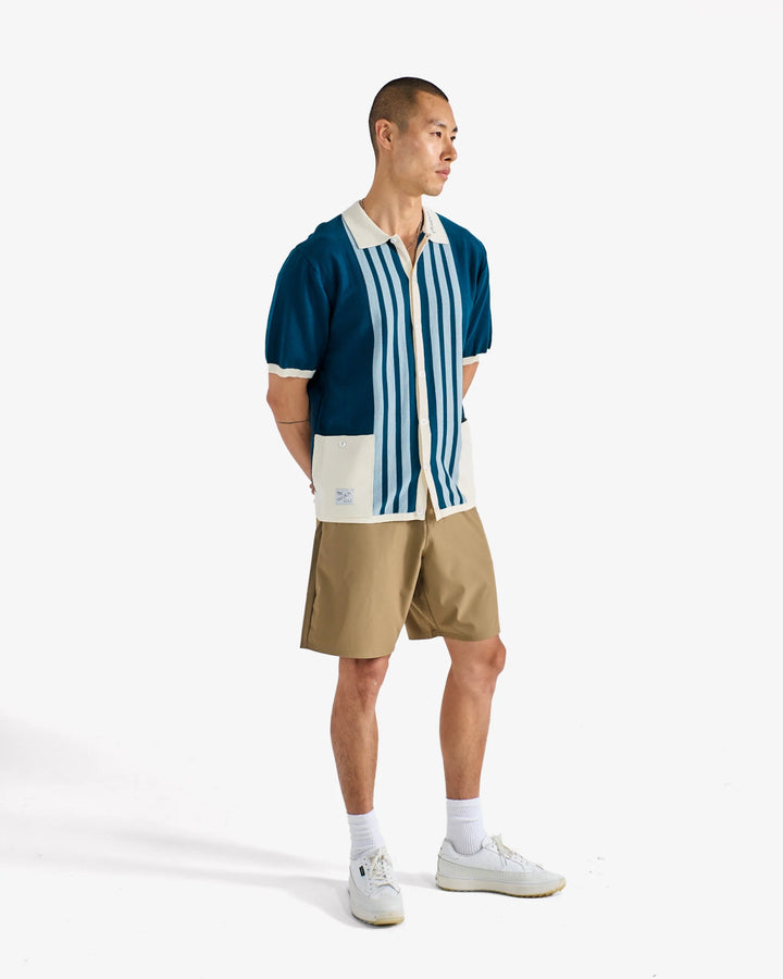 Malbon - GABBIANO KNIT BUTTON UP - OCEAN - Kalifornia Jean Bar
