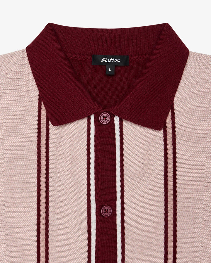 Malbon - Jude Knit Polo in Vino/Rose/Ivory - Kalifornia Jean Bar