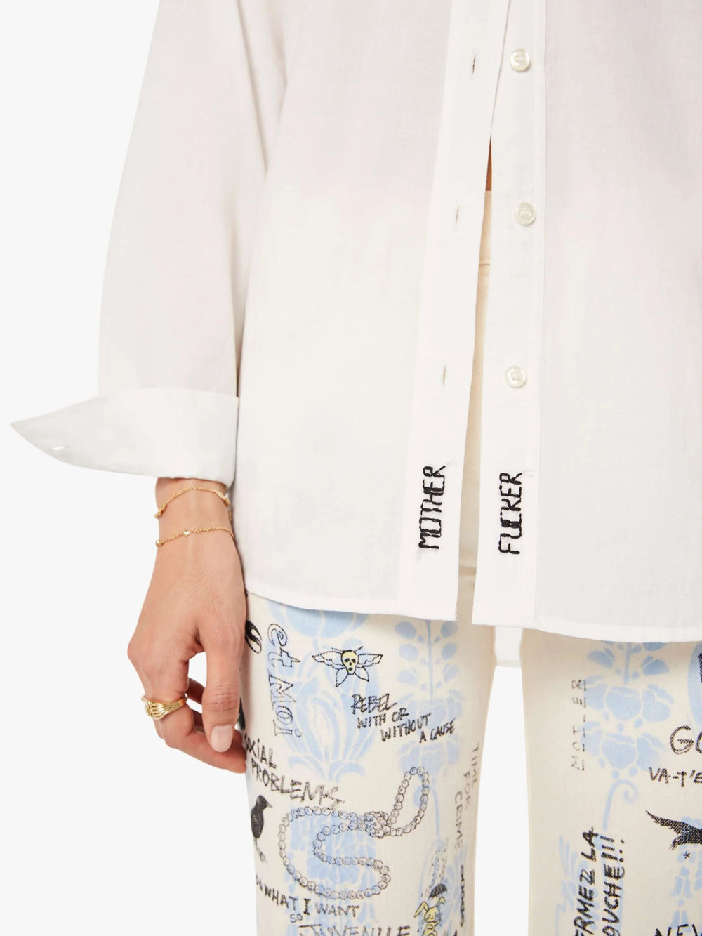 Mother - The Pushing Buttons Shirt in White - Kalifornia Jean Bar