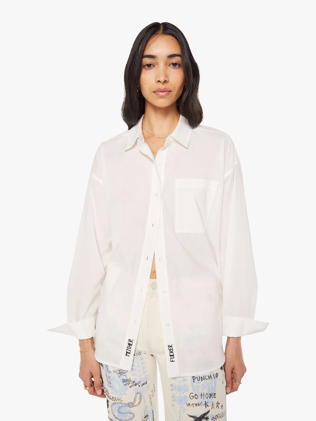 Mother - The Pushing Buttons Shirt in White - Kalifornia Jean Bar