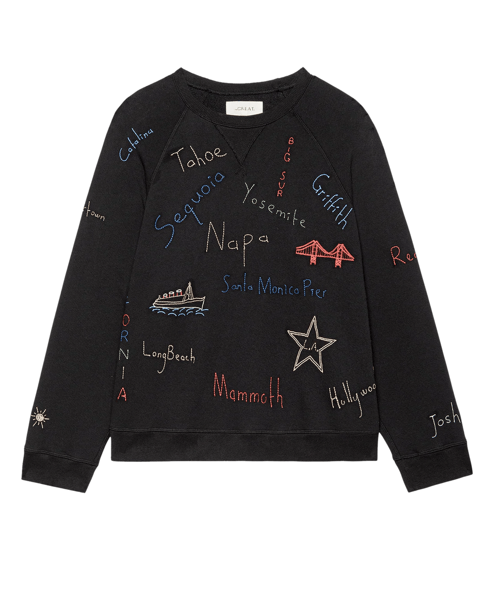 The Great - Almost Black Slouch Sweatshirt Golden State Embroidery - Kalifornia Jean Bar